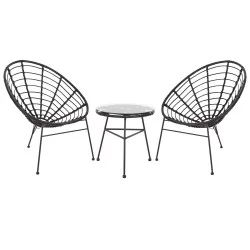 ΣΕΤ ΕΞΩΤΕΡΙΚΟΥ ΧΩΡΟΥ 3ΤΜΧ ALLEGRA HM21047.12 ΜΑΥΡΟ ΣΥΝΘ.RATTAN & ΜΕΤΑΛΛΟ