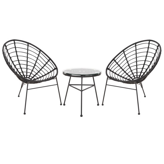 ΣΕΤ ΕΞΩΤΕΡΙΚΟΥ ΧΩΡΟΥ 3ΤΜΧ ALLEGRA HM21047.12 ΜΑΥΡΟ ΣΥΝΘ.RATTAN & ΜΕΤΑΛΛΟ