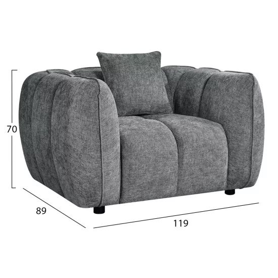 ΣΕΤ ΚΑΝΑΠΕΣ ΓΩΝΙΑ (ΑΡΙΣΤΕΡΗ)-ΠΟΛΥΘΡΟΝΑ LOUNGE LYKKE HM10820.01L ΓΚΡΙ ΥΦΑΣΜΑ