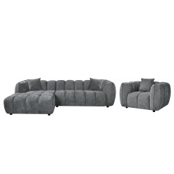 ΣΕΤ ΚΑΝΑΠΕΣ ΓΩΝΙΑ (ΑΡΙΣΤΕΡΗ)-ΠΟΛΥΘΡΟΝΑ LOUNGE LYKKE HM10820.02L ΕΚΡΟΥ ΥΦΑΣΜΑ