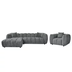 ΣΕΤ ΚΑΝΑΠΕΣ ΓΩΝΙΑ (ΑΡΙΣΤΕΡΗ)-ΠΟΛΥΘΡΟΝΑ LOUNGE LYKKE HM10820.02L ΕΚΡΟΥ ΥΦΑΣΜΑ