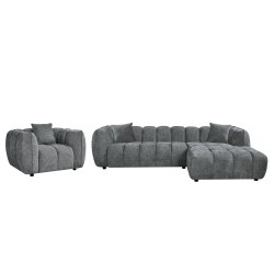ΣΕΤ ΚΑΝΑΠΕΣ ΓΩΝΙΑ (ΔΕΞΙΑ)-ΠΟΛΥΘΡΟΝΑ LOUNGE LYKKE HM10820.01R ΓΚΡΙ ΥΦΑΣΜΑ