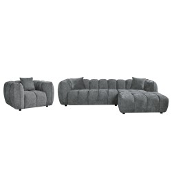 ΣΕΤ ΚΑΝΑΠΕΣ ΓΩΝΙΑ (ΔΕΞΙΑ)-ΠΟΛΥΘΡΟΝΑ LOUNGE LYKKE HM10820.02R ΕΚΡΟΥ ΥΦΑΣΜΑ