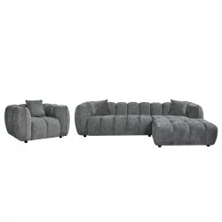 ΣΕΤ ΚΑΝΑΠΕΣ ΓΩΝΙΑ (ΔΕΞΙΑ)-ΠΟΛΥΘΡΟΝΑ LOUNGE LYKKE HM10820.02R ΕΚΡΟΥ ΥΦΑΣΜΑ
