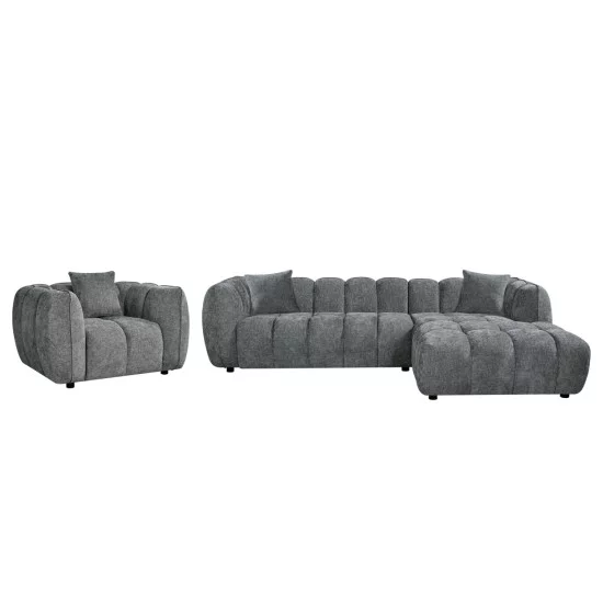 ΣΕΤ ΚΑΝΑΠΕΣ ΓΩΝΙΑ (ΔΕΞΙΑ)-ΠΟΛΥΘΡΟΝΑ LOUNGE LYKKE HM10820.02R ΕΚΡΟΥ ΥΦΑΣΜΑ