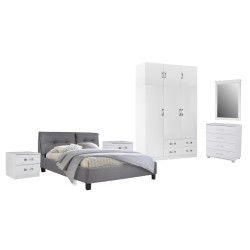 ΣΕΤ ΚΡΕΒΑΤΟΚΑΜΑΡΑΣ 6ΤΜΧ CARLY HM10884.05 ΜΕΛΑΜΙΝΗ ΛΕΥΚΗ-ΥΦΑΣΜΑ ΓΚΡΙ