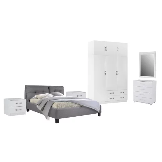 ΣΕΤ ΚΡΕΒΑΤΟΚΑΜΑΡΑΣ 6ΤΜΧ CARLY HM10884.05 ΜΕΛΑΜΙΝΗ ΛΕΥΚΗ-ΥΦΑΣΜΑ ΓΚΡΙ