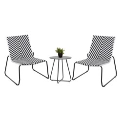 ΣΕΤ LOUNGE 3TMX ΕΞ.ΧΩΡΟΥ PONY HM21193 ΜΕΤΑΛΛΟ ΣΕ ΓΚΡΙ--ΣΥΝΘ.RATTAN ΣΕ ΛΕΥΚΟ-ΜΑΥΡΟ