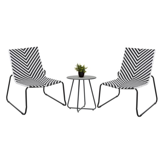 ΣΕΤ LOUNGE 3TMX ΕΞ.ΧΩΡΟΥ PONY HM21193 ΜΕΤΑΛΛΟ ΣΕ ΓΚΡΙ--ΣΥΝΘ.RATTAN ΣΕ ΛΕΥΚΟ-ΜΑΥΡΟ