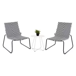 ΣΕΤ LOUNGE 3TMX ΕΞ.ΧΩΡΟΥ PONY HM21193.02 ΜΕΤΑΛΛΟ ΚΑΙ ΣΥΝΘ.RATTAN ΣΕ ΛΕΥΚΟ-ΜΑΥΡΟ
