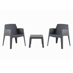 ΣΕΤ 3ΤΜΧ ΠΟΛΥΠΡΟΠΥΛΕΝΙΟΥ SLEEK HM21267.10 ΤΡΑΠΕΖΑΚΙ & 2 ΠΟΛΥΘΡΟΝΕΣ-ΓΚΡΙ