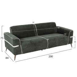ΣΕΤ ΣΑΛΟΝΙ 2ΤΜΧ 3Θ+2Θ FERIN HM6070.03 ΠΡΑΣΙΝΟ ΥΦΑΣΜΑ ΜΕ ΜΕΤΑΛΛΙΚΑ ΠΟΔΙΑ
