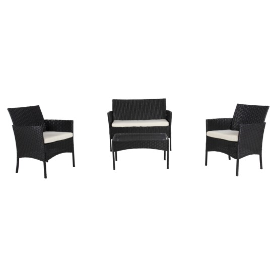 ΣΕΤ ΣΑΛΟΝΙ 4ΤΜΧ STASIA HM6089.04 ΣΥΝΘ.RATTAN ΜΑΥΡΟ-ΜΠΕΖ ΜΑΞΙΛΑΡΙΑ