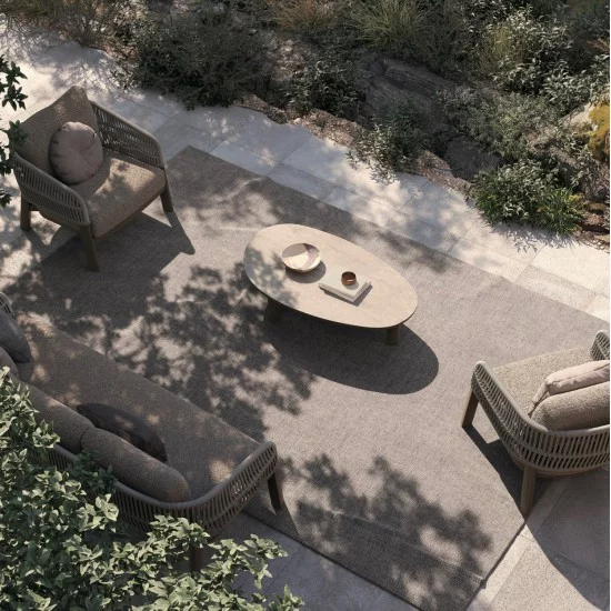 ΣΕΤ ΣΑΛΟΝΙ 4ΤΜΧ MAHAL HM6424.02 ΚΡΕΜ ΑΛΟΥΜΙΝΙΟ--ΜΠΕΖ OLEFIN & ΣΧΟΙΝΙ STRAP