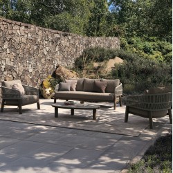 ΣΕΤ ΣΑΛΟΝΙ 4ΤΜΧ MAHAL HM6424.02 ΚΡΕΜ ΑΛΟΥΜΙΝΙΟ--ΜΠΕΖ OLEFIN & ΣΧΟΙΝΙ STRAP