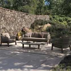 ΣΕΤ ΣΑΛΟΝΙ 4ΤΜΧ MAHAL HM6424.02 ΚΡΕΜ ΑΛΟΥΜΙΝΙΟ--ΜΠΕΖ OLEFIN & ΣΧΟΙΝΙ STRAP