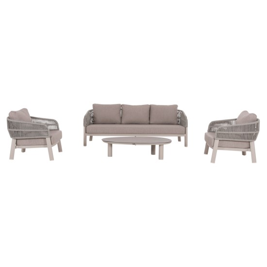 ΣΕΤ ΣΑΛΟΝΙ 4ΤΜΧ MAHAL HM6424.02 ΚΡΕΜ ΑΛΟΥΜΙΝΙΟ--ΜΠΕΖ OLEFIN & ΣΧΟΙΝΙ STRAP