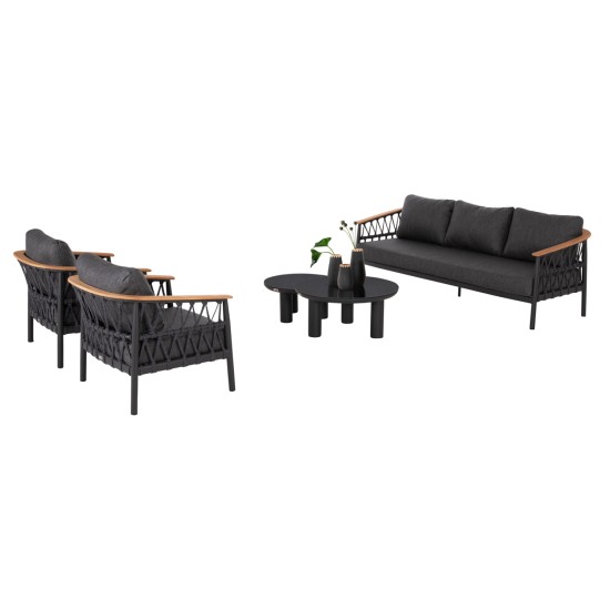 ΣΕΤ ΣΑΛΟΝΙ 5ΤΜΧ STREAM HM6426.01 ΑΝΘΡΑΚΙ ΑΛΟΥΜΙΝΙΟ-STRAP ΣΧΟΙΝΙ-OLEFIN