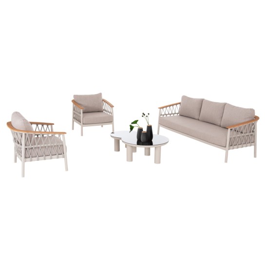 ΣΕΤ ΣΑΛΟΝΙ 5ΤΜΧ STREAM HM6426.02 ΚΡΕΜ ΑΛΟΥΜΙΝΙΟ--ΜΠΕΖ ΣΧΟΙΝΙ & OLEFIN