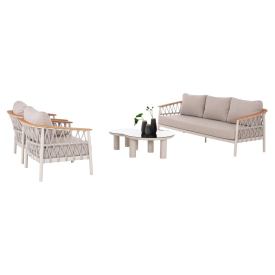 ΣΕΤ ΣΑΛΟΝΙ 5ΤΜΧ STREAM HM6426.02 ΚΡΕΜ ΑΛΟΥΜΙΝΙΟ--ΜΠΕΖ ΣΧΟΙΝΙ & OLEFIN