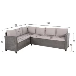ΣΕΤ ΣΑΛΟΝΙ ΓΩΝΙΑ & ΤΡΑΠΕΖΙ CARSON HM6078.01 ΓΚΡΙ ΣΥΝΘ.RATTAN-ΜΑΞΙΛΑΡΙΑ