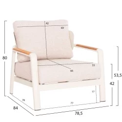 ΣΕΤ ΣΑΛΟΝΙ ΕΞ.ΧΩΡΟΥ 4ΤΜΧ ELARA HM6195.05 ΜΠΕΖ ΑΛΟΥΜΙΝΙΟ & OLEFIN-TEAK ΦΥΣΙΚΟ