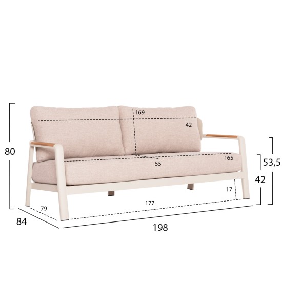 ΣΕΤ ΣΑΛΟΝΙ ΕΞ.ΧΩΡΟΥ 4ΤΜΧ ELARA HM6195.05 ΜΠΕΖ ΑΛΟΥΜΙΝΙΟ & OLEFIN-TEAK ΦΥΣΙΚΟ