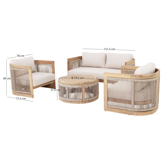 ΣΕΤ ΣΑΛΟΝΙ ΕΞ.ΧΩΡΟΥ 4ΤΜΧ ΣΕΙΡΑ ODYSSEY ΗΜ6264 ΞΥΛΟ ΑΚΑΚΙΑΣ-ΣΧΟΙΝΙ-ΜΠΕΖ ΥΦΑΣΜΑ