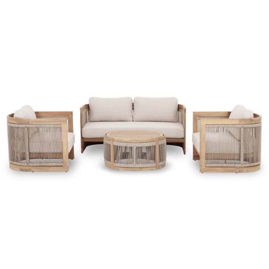 ΣΕΤ ΣΑΛΟΝΙ ΕΞ.ΧΩΡΟΥ 4ΤΜΧ ΣΕΙΡΑ ODYSSEY ΗΜ6264 ΞΥΛΟ ΑΚΑΚΙΑΣ-ΣΧΟΙΝΙ-ΜΠΕΖ ΥΦΑΣΜΑ