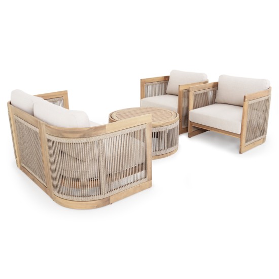 ΣΕΤ ΣΑΛΟΝΙ ΕΞ.ΧΩΡΟΥ 4ΤΜΧ ΣΕΙΡΑ ODYSSEY ΗΜ6264 ΞΥΛΟ ΑΚΑΚΙΑΣ-ΣΧΟΙΝΙ-ΜΠΕΖ ΥΦΑΣΜΑ