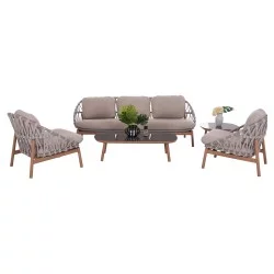 ΣΕΤ ΣΑΛΟΝΙ ΕΞ.ΧΩΡΟΥ 5ΤΜΧ KROM HM6360.02 ΑΛΟΥΜΙΝΙΟ--ΣΧΟΙΝΙ STRAP--3D PRINTED ΓΥΑΛΙ