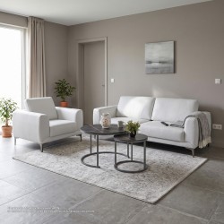 ΣΕΤ ΣΑΛΟΝΙΟΥ 3ΤΜΧ  KENZIE ΜΕ ΛΕΥΚΟ PU HM10329.01