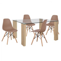 ΣΕΤ ΤΡΑΠΕΖΑΡΙΑ 5ΤΜΧ ΜΕ ΤΡΑΠΕΖΙ MORGAN 140Χ80X75 & ΠΟΛΥΘΡΟΝΕΣ LEAH ΚΥΠΑΡΡΙΣΙ HM11411