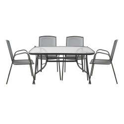 ΣΕΤ ΤΡΑΠΕΖΑΡΙΑ 5ΤΜΧ ΤΡΑΠΕΖΙ ΓΚΡΙ & 4 ΚΑΡΕΚΛΕΣ ΠΟΛΥΘΡΟΝΕΣ ΑΝΘΡΑΚΙ