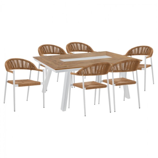 ΣΕΤ ΤΡΑΠΕΖΑΡΙΑ 7ΤΜΧ ΜΕ ΤΡΑΠΕΖΙ POLYWOOD 200Χ94 & ΠΟΛΥΘΡΟΝΕΣ ΛΕΥΚΕΣ HM11425