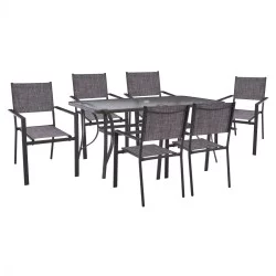 ΣΕΤ ΤΡΑΠΕΖΑΡΙΑ 7ΤΜΧ ΤΡΑΠΕΖΙ BRUNO 150X90 ΜΕ ΠΟΛΥΘΡΟΝΕΣ TEXTILINE ΓΚΡΙ HM11471