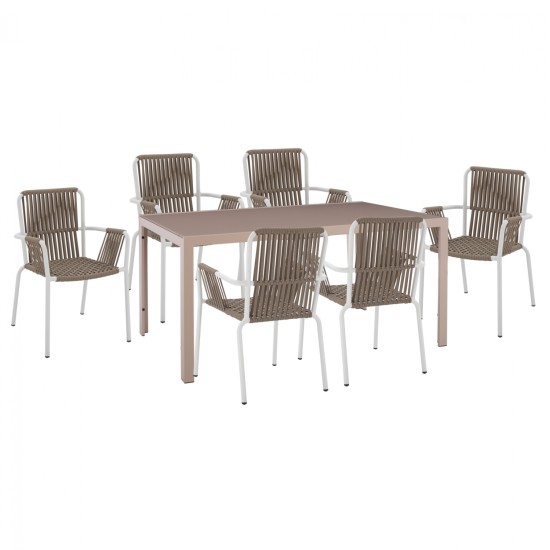 ΣΕΤ ΤΡΑΠΕΖΑΡΙΑ 7ΤΜΧ ΤΡΑΠΕΖΙ ΚΑΠΟΥΤΣΙΝΟ 150Χ90 & ΠΟΛΥΘΡΟΝΕΣ ΑΝΘΡΑΚΙ ΜΕ ΣΧΟΙΝΙ HM11501