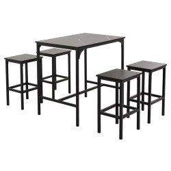 ΣΕΤ ΤΡΑΠΕΖΑΡΙΑ ΜΠΑΡ 5ΤΜΧ BOXY HM9882.13 ΜΑΥΡΟ ΜΕΤΑΛΛΟ-ΜΕΛΑΜΙΝΗ ΜΑΥΡΟ ΜΑΡΜΑΡΟ