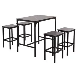 ΣΕΤ ΤΡΑΠΕΖΑΡΙΑ ΜΠΑΡ 5ΤΜΧ BOXY HM9882.13 ΜΑΥΡΟ ΜΕΤΑΛΛΟ-ΜΕΛΑΜΙΝΗ ΜΑΥΡΟ ΜΑΡΜΑΡΟ