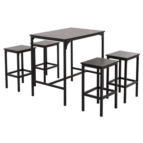 ΣΕΤ ΤΡΑΠΕΖΑΡΙΑ ΜΠΑΡ 5ΤΜΧ BOXY HM9882.13 ΜΑΥΡΟ ΜΕΤΑΛΛΟ-ΜΕΛΑΜΙΝΗ ΜΑΥΡΟ ΜΑΡΜΑΡΟ