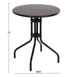 ΣΕΤ ΤΡΑΠΕΖΑΡΙΑΣ 3ΤΜΧ LINO HM10728 2 ΜΕΤΑΛ. ΚΑΡΕΚΛΕΣ--ΣΤΡΟΓΓΥΛΟ ΤΡΑΠΕΖΙ Φ60εκ ΜΑΥΡΟ