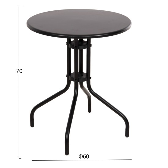 ΣΕΤ ΤΡΑΠΕΖΑΡΙΑΣ 3ΤΜΧ LINO HM10728 2 ΜΕΤΑΛ. ΚΑΡΕΚΛΕΣ--ΣΤΡΟΓΓΥΛΟ ΤΡΑΠΕΖΙ Φ60εκ ΜΑΥΡΟ