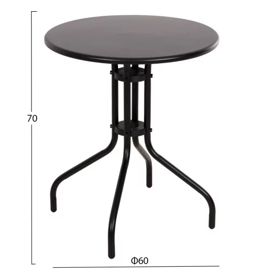 ΣΕΤ ΤΡΑΠΕΖΑΡΙΑΣ 3ΤΜΧ LINO HM10728.03-- 2 ΜΕΤΑΛ. ΚΑΡΕΚΛΕΣ--ΣΤΡΟΓΓΥΛΟ ΤΡΑΠΕΖΙ Φ60εκ ΜΑΥΡΟ