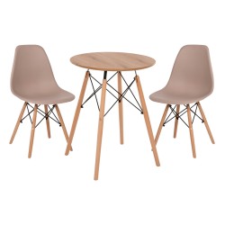 ΣΕΤ ΤΡΑΠΕΖΑΡΙΑΣ 3ΤΜΧ TWIST HM21370 ΣΤΡΟΓΓΥΛΟ ΤΡΑΠΕΖΙ Φ60 & 2 ΚΑΡΕΚΛΕΣ ΣΕ ΚΑΠΟΥΤΣΙΝΟ