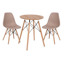 ΣΕΤ ΤΡΑΠΕΖΑΡΙΑΣ 3ΤΜΧ TWIST HM21370 ΣΤΡΟΓΓΥΛΟ ΤΡΑΠΕΖΙ Φ60 & 2 ΚΑΡΕΚΛΕΣ ΣΕ ΚΑΠΟΥΤΣΙΝΟ