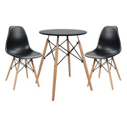 ΣΕΤ ΤΡΑΠΕΖΑΡΙΑΣ 3ΤΜΧ TWIST HM21371 ΣΤΡΟΓΓΥΛΟ ΤΡΑΠΕΖΙ Φ60 & 2 ΚΑΡΕΚΛΕΣ ΣΕ ΜΑΥΡΟ