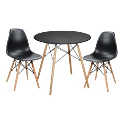 ΣΕΤ ΤΡΑΠΕΖΑΡΙΑΣ 3ΤΜΧ TWIST HM21373 ΣΤΡΟΓΓΥΛΟ ΤΡΑΠΕΖΙ Φ80 & 2 ΚΑΡΕΚΛΕΣ ΣΕ ΜΑΥΡΟ