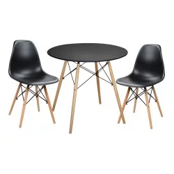 ΣΕΤ ΤΡΑΠΕΖΑΡΙΑΣ 3ΤΜΧ TWIST HM21373 ΣΤΡΟΓΓΥΛΟ ΤΡΑΠΕΖΙ Φ80 & 2 ΚΑΡΕΚΛΕΣ ΣΕ ΜΑΥΡΟ