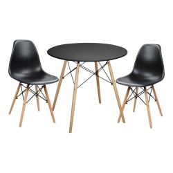 ΣΕΤ ΤΡΑΠΕΖΑΡΙΑΣ 3ΤΜΧ TWIST HM21373 ΣΤΡΟΓΓΥΛΟ ΤΡΑΠΕΖΙ Φ80 & 2 ΚΑΡΕΚΛΕΣ ΣΕ ΜΑΥΡΟ