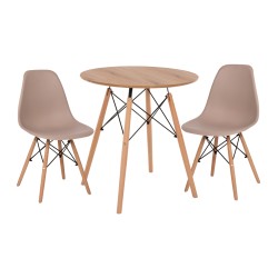 ΣΕΤ ΤΡΑΠΕΖΑΡΙΑΣ 3ΤΜΧ TWIST HM21374 ΣΤΡΟΓΓΥΛΟ ΤΡΑΠΕΖΙ Φ80 & 2 ΚΑΡΕΚΛΕΣ ΣΕ ΚΑΠΟΥΤΣΙΝΟ